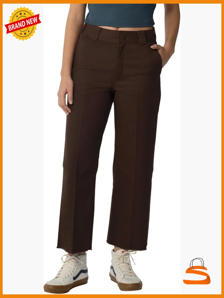 Women's Crop Ankle Pant High Rise Straight Leg Wide Opening
